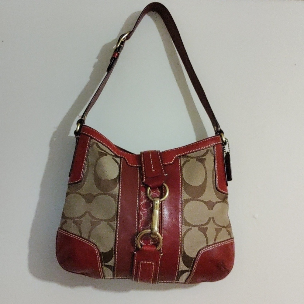RARE Vintage Coach Y2K Hampton Signature C Hobo – Burgundy Leather Shoulder Bag